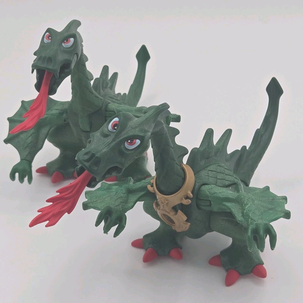 Playmobil Dragon Lot Of 2 Green  Fire Breathing Dragons 1995 Geobra 1 Chestplate